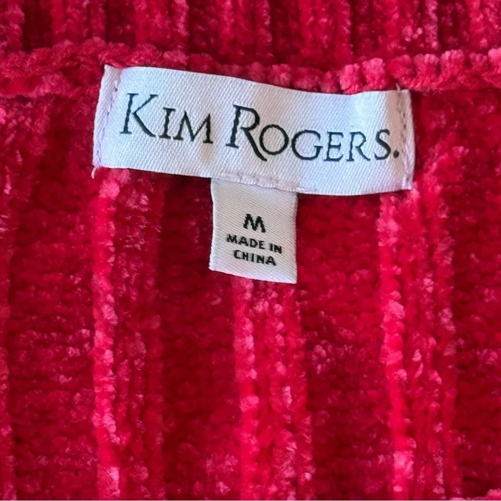 Kim Rogers Ruby Red Wide-Ribbed Knit Long Sleeve Sweater Size M NWT - Picture 3 of 7